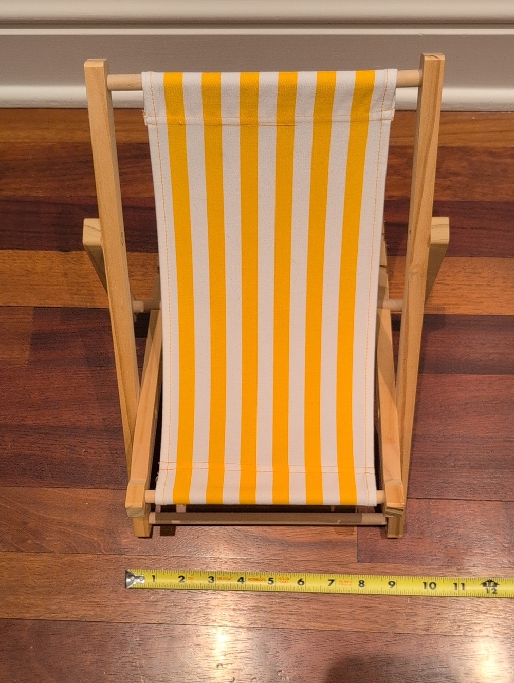 Build A Bear Workshop Beach Lounger Chair Wood Yellow And White Stripe - Picture 2 of 4